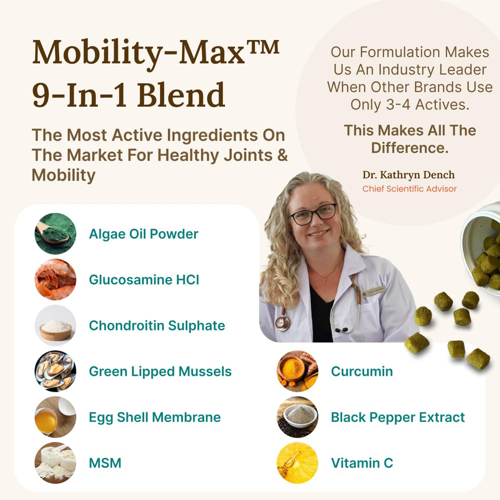 Paw Origins Mobility Max packaging with USA-made badge and ingredient list