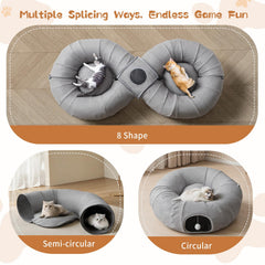 Pawaboo 2-in-1 cat tunnel bed center cushion provides cozy rest