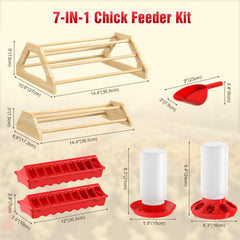 Pawaboo 7-in-1 chick brooder box feeders promoting orderly feeding with 18 holes