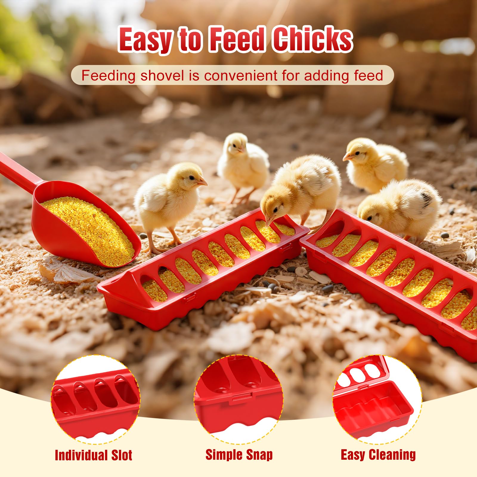 Pawaboo 7-in-1 chick brooder box feeding spoon for quick grain addition