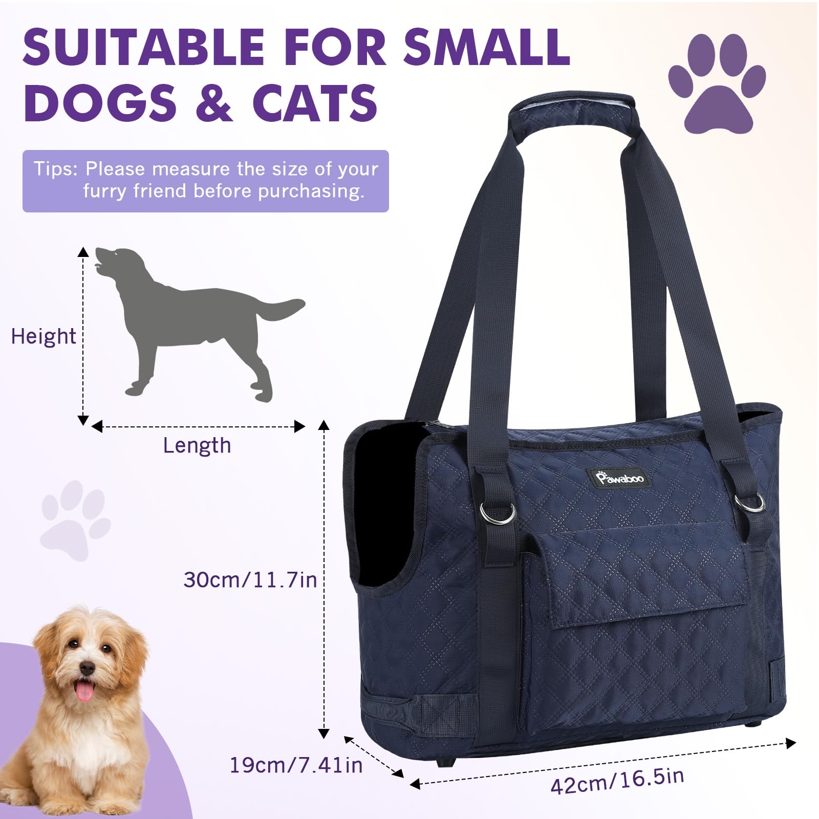 Pawaboo airline-approved dog travel bag designed for small pets up to 11 lbs.