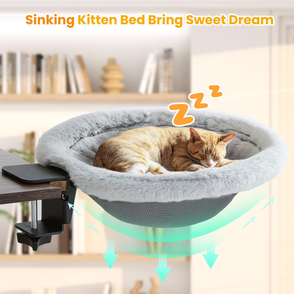 Pawaboo Desk Bed folded side table saves desk space and keeps cat nearby
