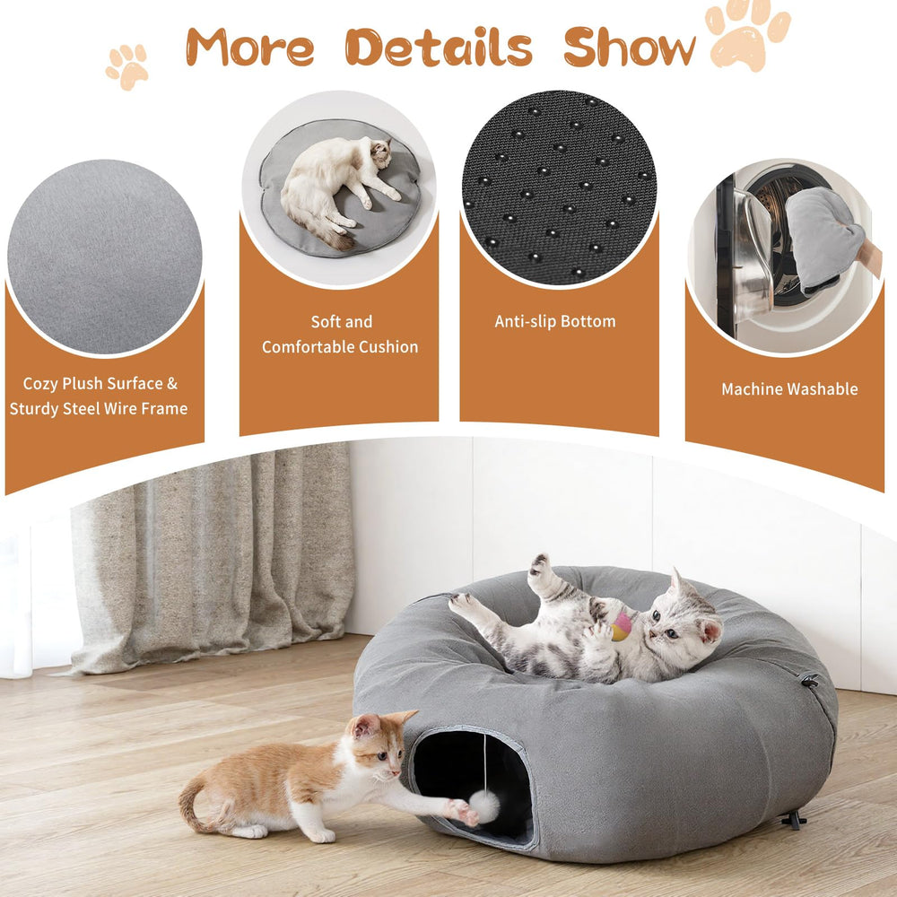 Pawaboo cat tunnel with soft plush balls invites interactive play