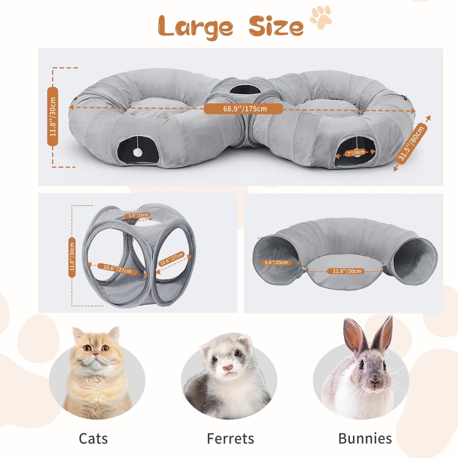Pawaboo cat tunnel with sturdy steel frame supports energetic sessions