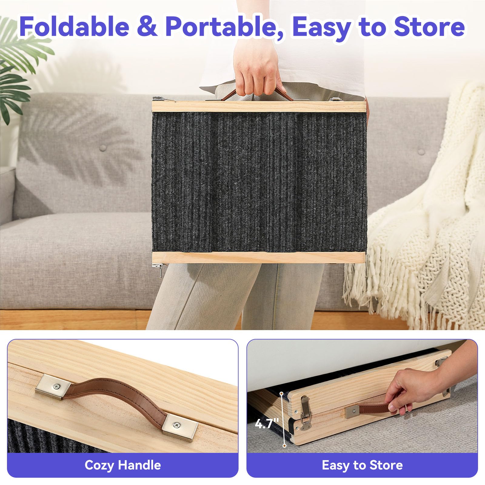 Pawaboo dog ramp with anti-slip pads for steady footing.