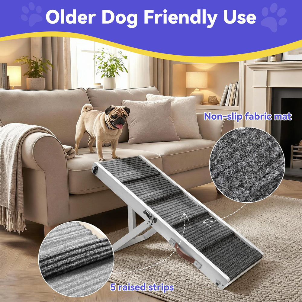 Pawaboo dog ramp with anti-slip pads for stable footing.