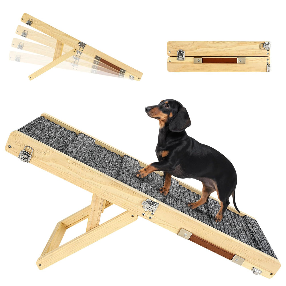 Pawaboo dog ramp folded compact for easy storage and travel.