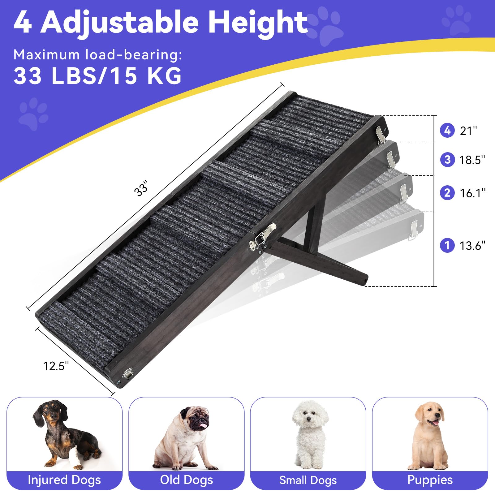 Pawaboo dog ramp folded compactly for storage under furniture.