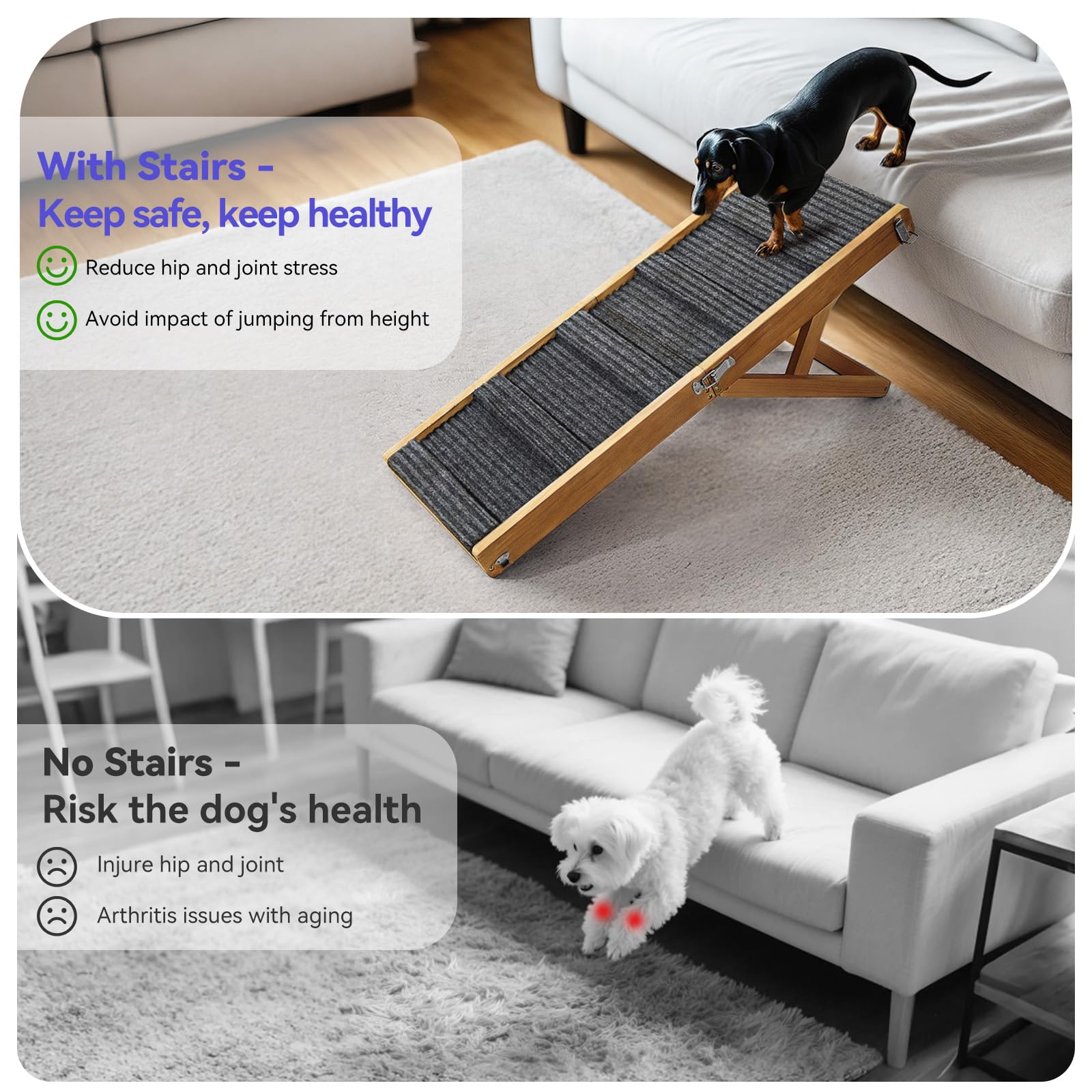 Pawaboo dog ramp folded compact for easy storage in car or closet