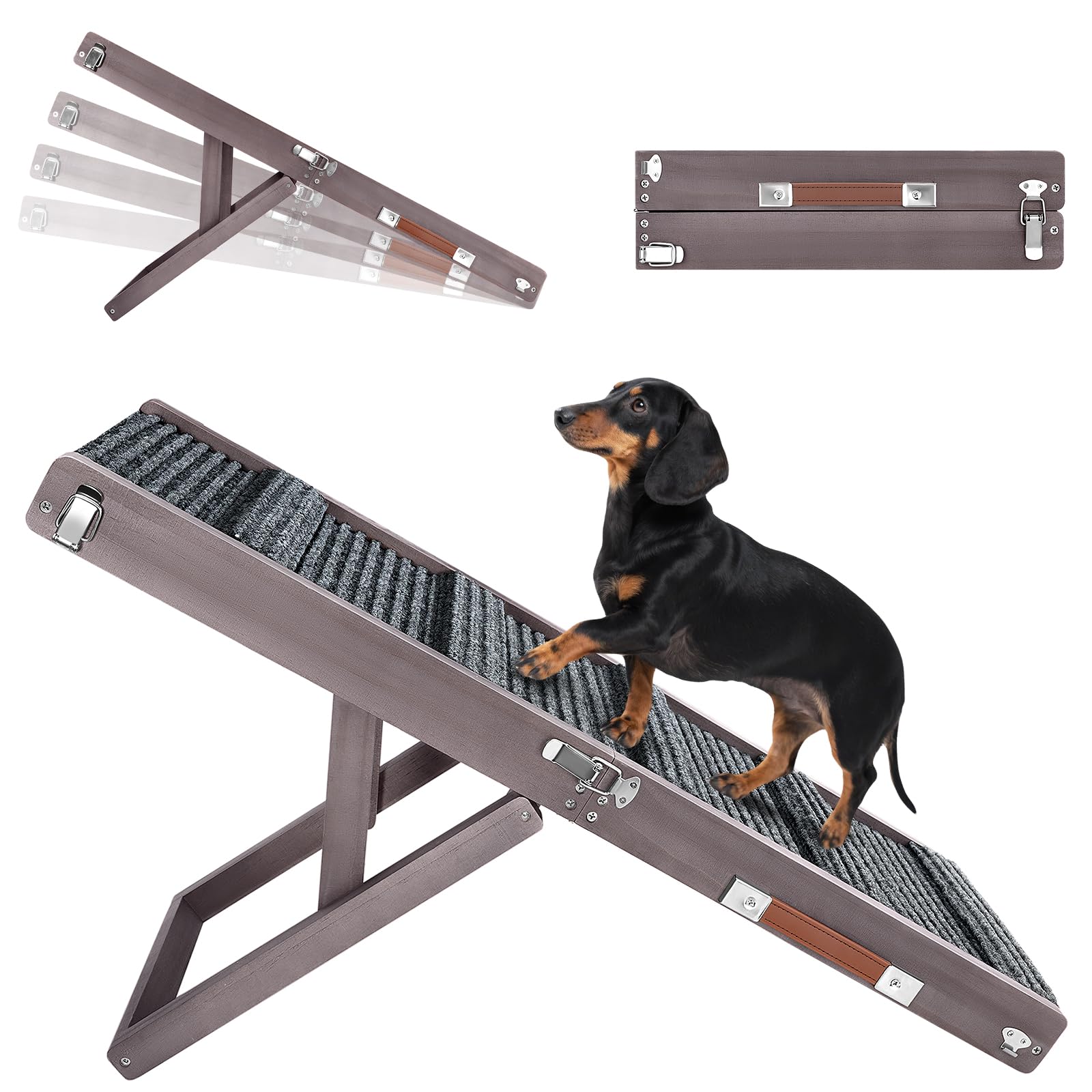 Pawaboo dog ramp folded compact for easy storage and transport.