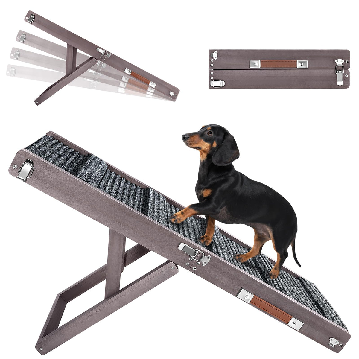Pawaboo dog ramp folded compact for easy storage and transport.