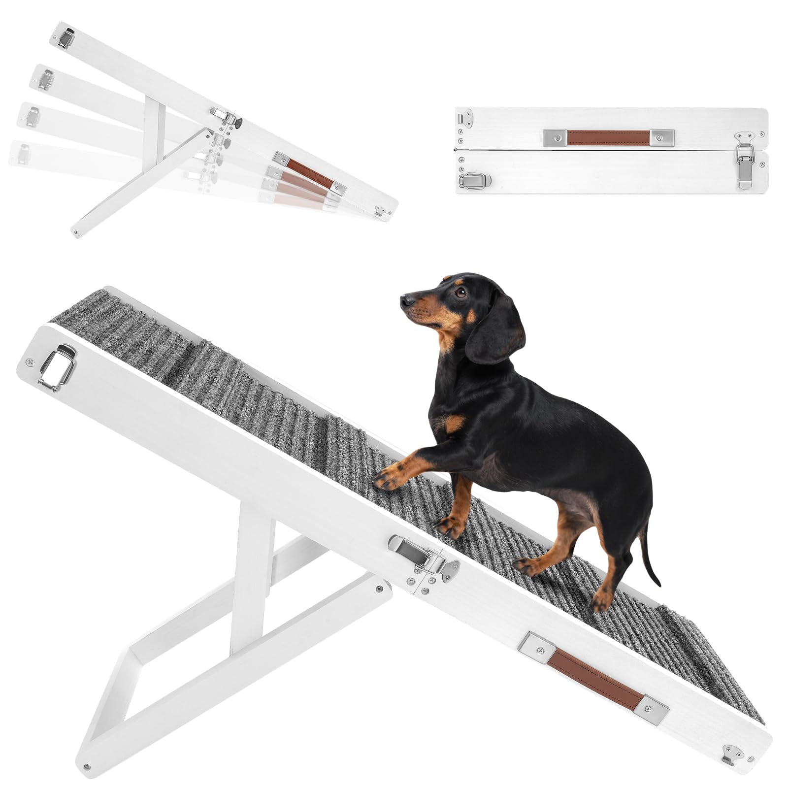 Pawaboo dog ramp folded for compact storage and travel convenience.