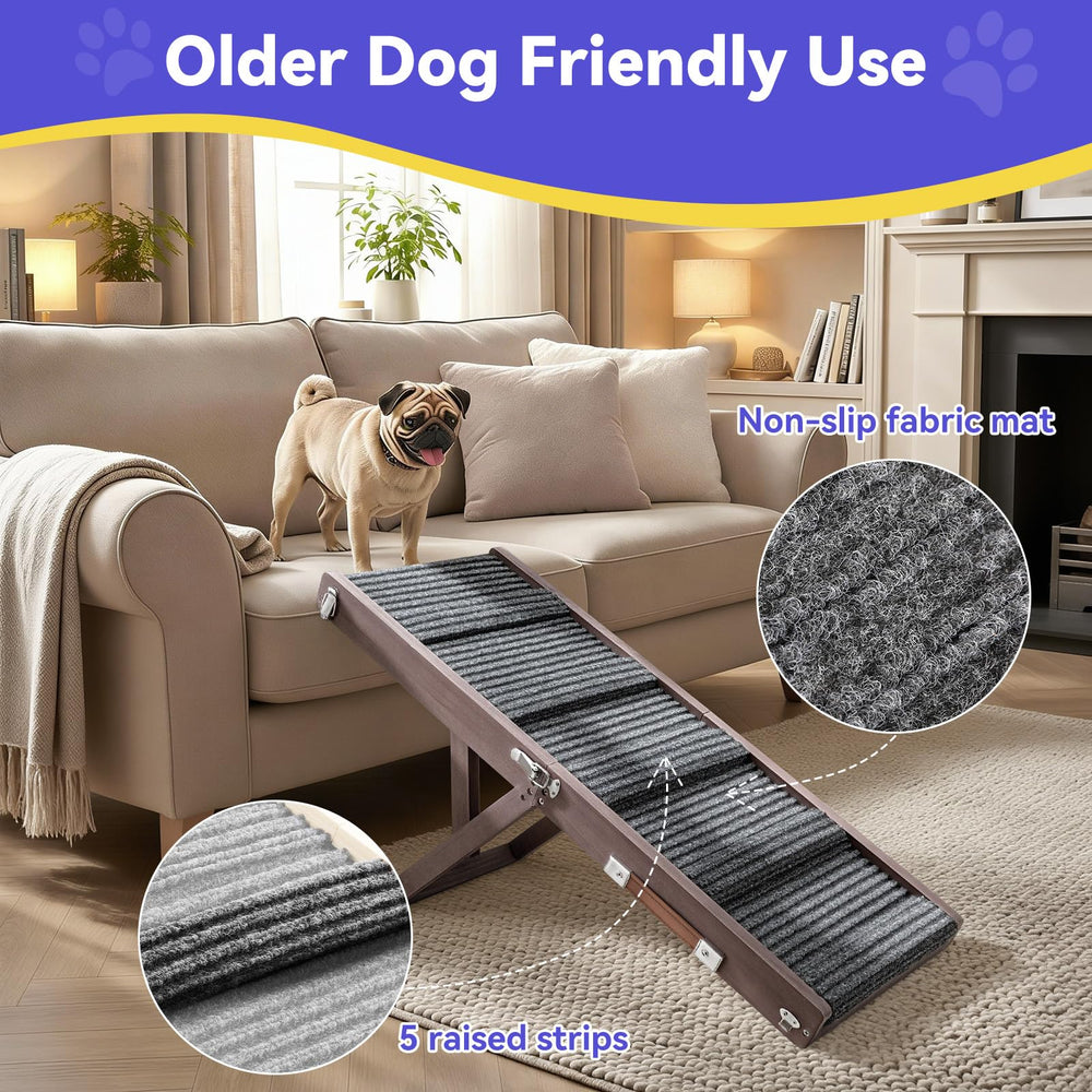 Pawaboo dog ramp set to 16.1 inches height helps pets step up.