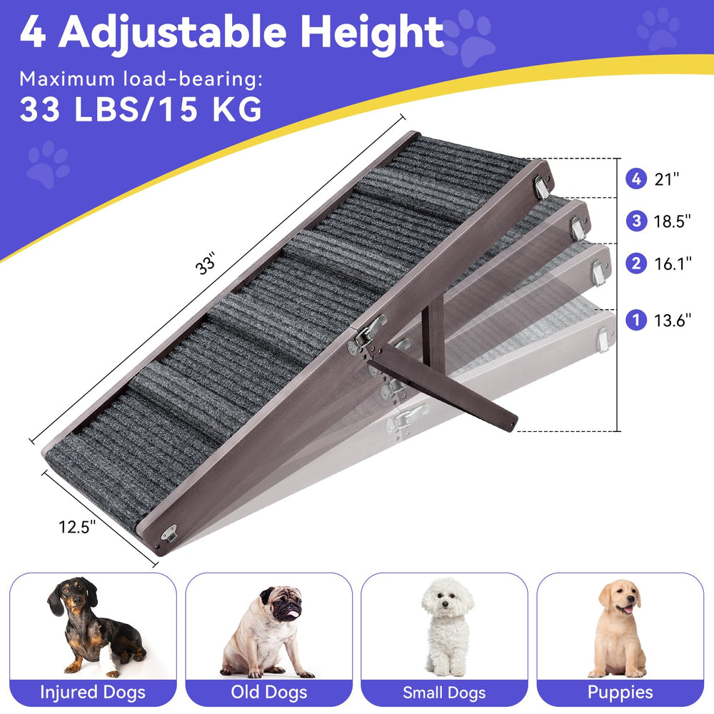 Pawaboo dog ramp at 18.5 inches height supports furniture access.