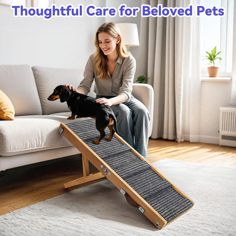 Pawaboo durable walnut ramp withstands daily pet use