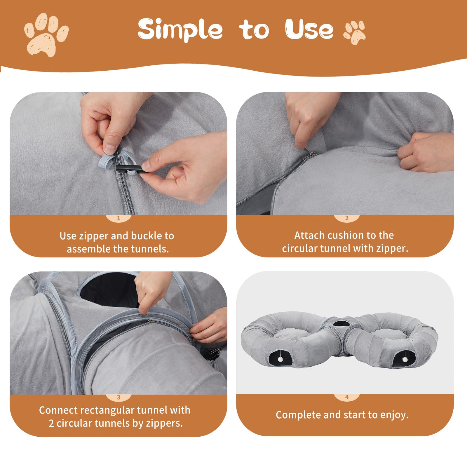 Pawaboo foldable cat tunnel stores easily when not in use