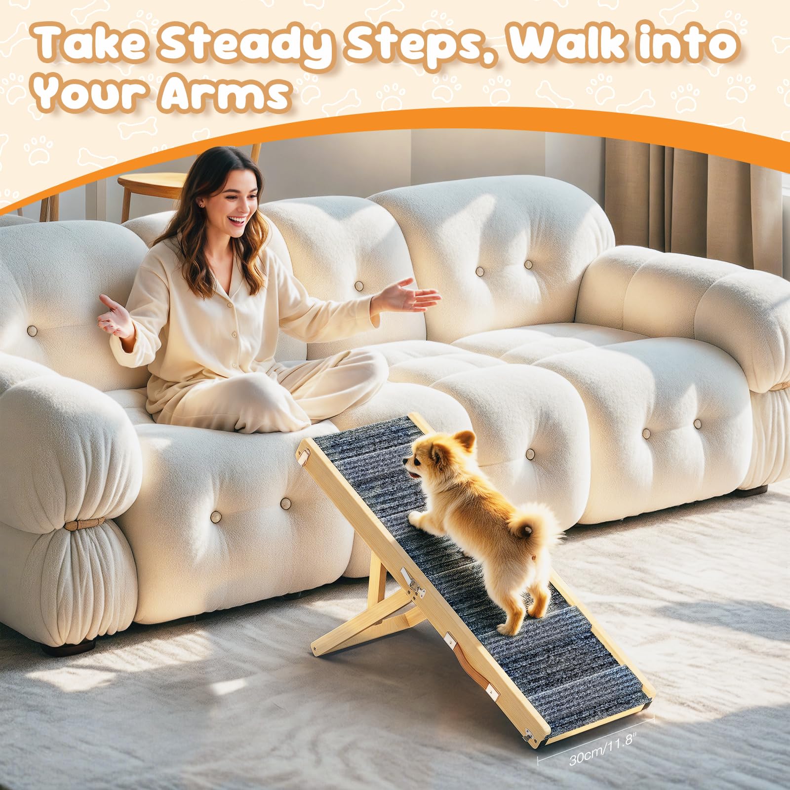 Pawaboo Foldable ramp in folded size fits in trunk or under sofa.