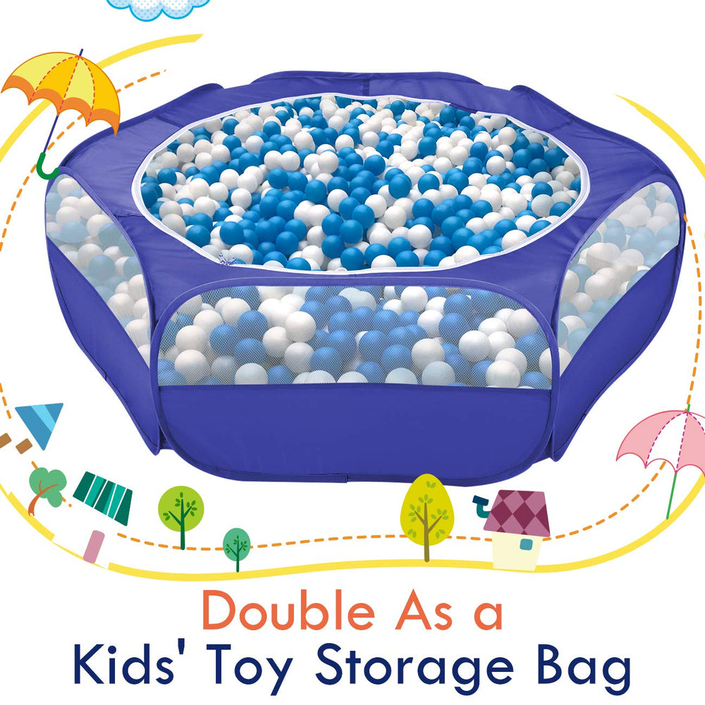 Pawaboo indigo playpen includes ground pegs for outdoor stability.