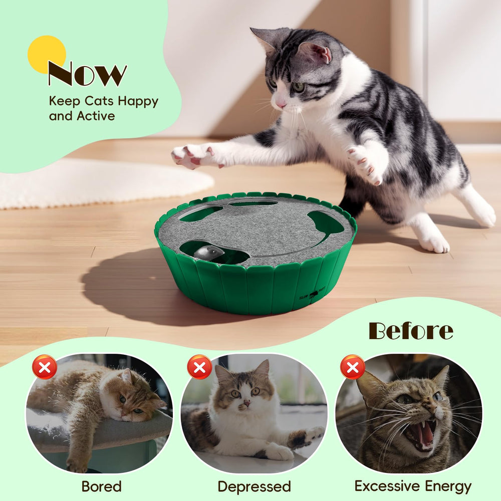 Pawaboo interactive cat toy with running mouse, angle 3, enhances puzzle-like engagement for curious cats.