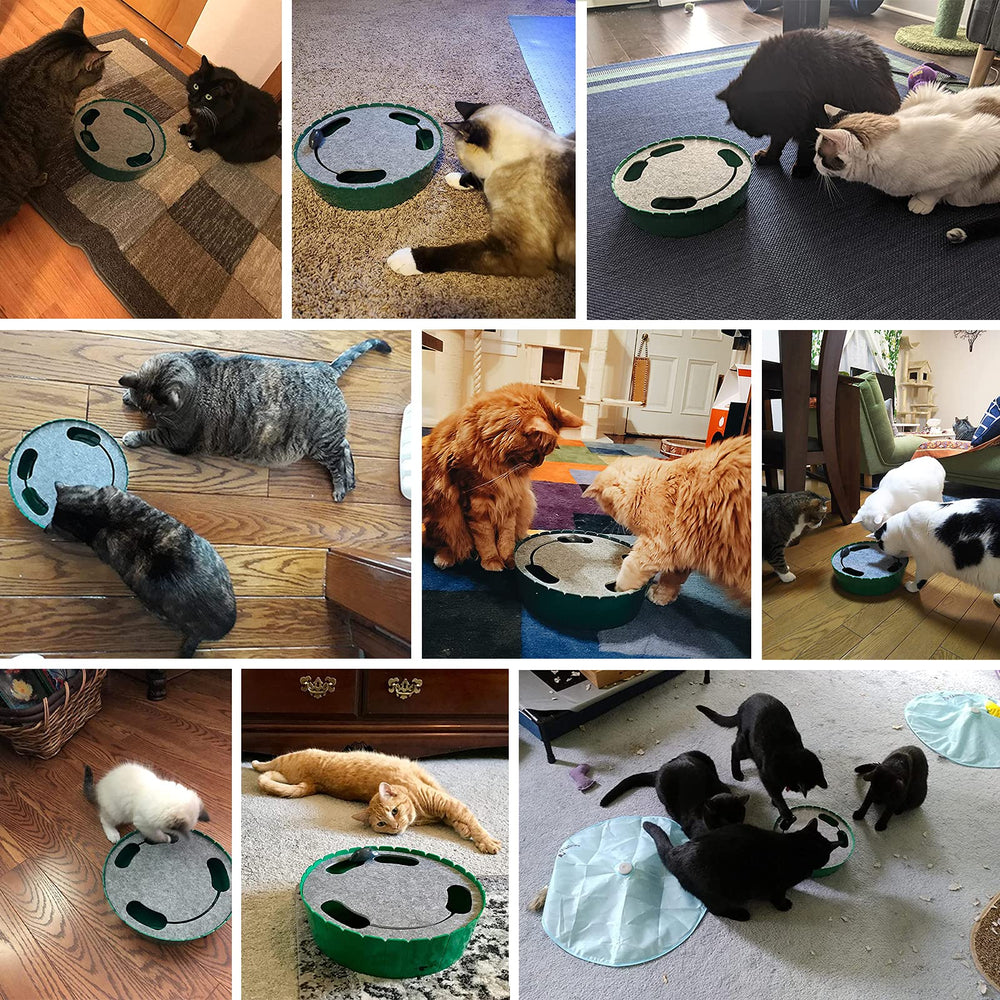 Pawaboo interactive cat toy with running mouse, angle 8, color-green toy invites long-lasting exploration.