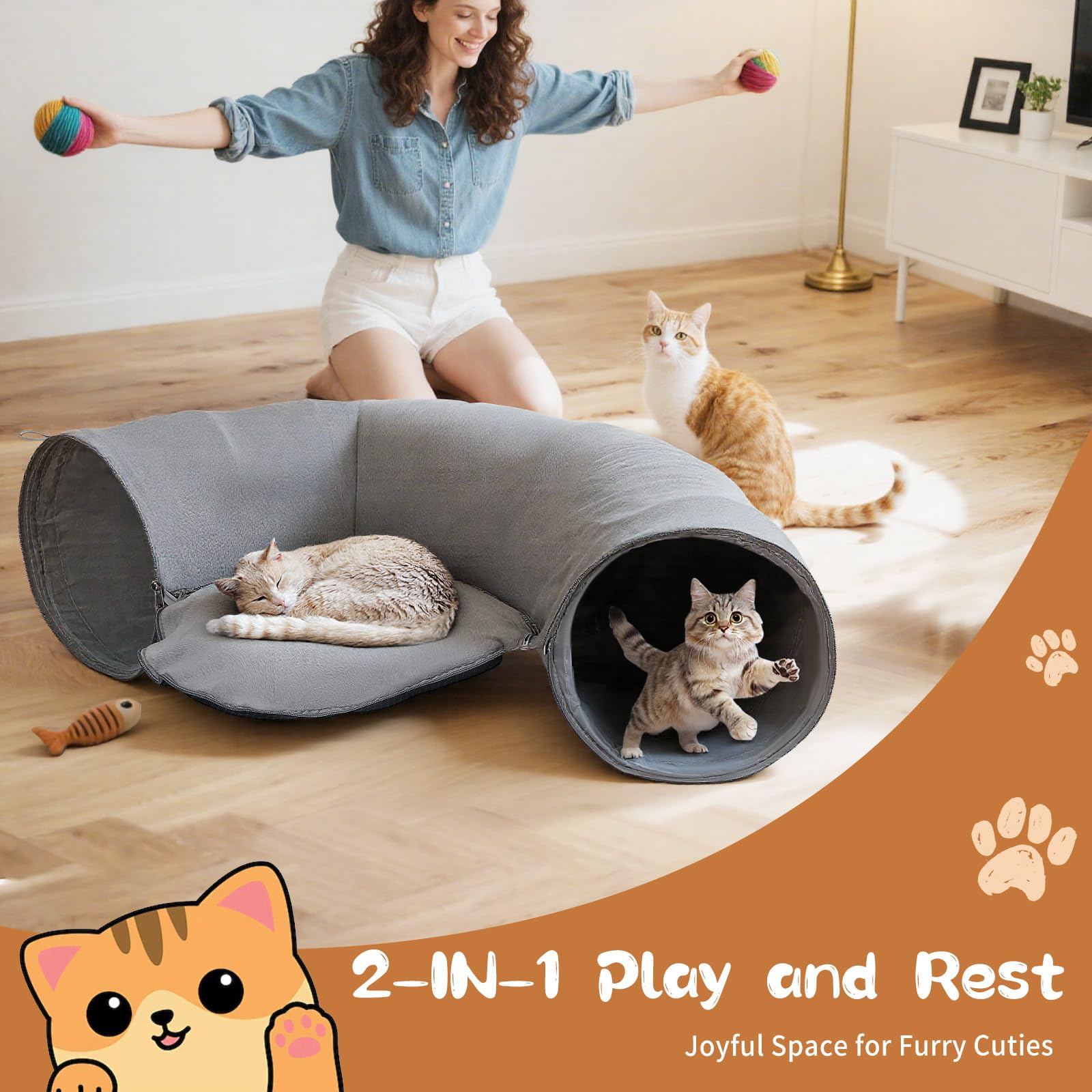 Pawaboo large cat tunnel is an ideal gift for small pets