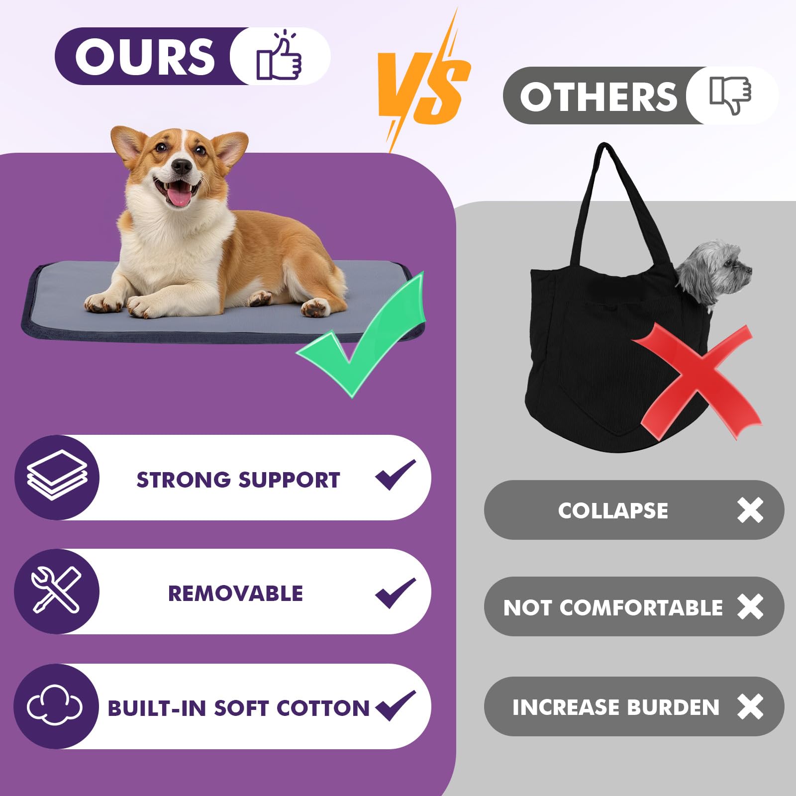 Pawaboo lightweight dog purse weighs 434 g for easy handling.