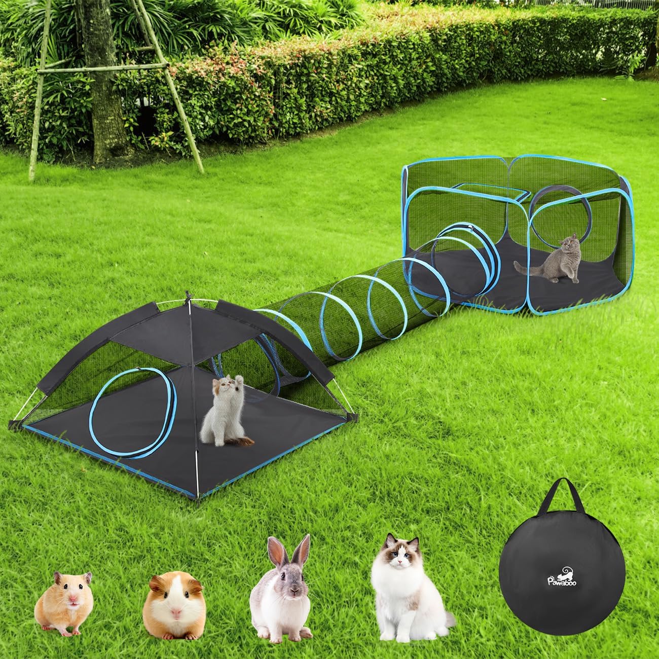 Pawaboo outdoor cat enclosure hexagonal fence for safe outdoor playtime