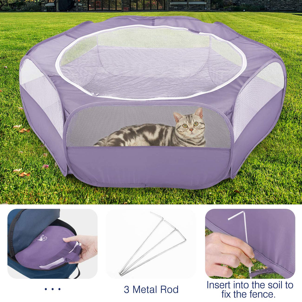 Pawaboo playpen spacious unfolded area for multiple small pets.