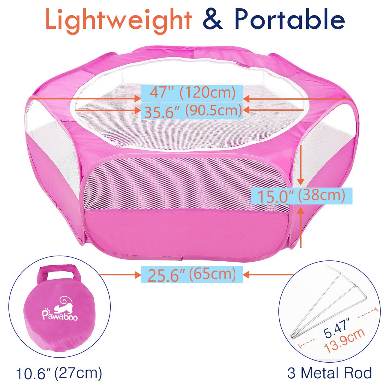 Pawaboo playpen spacious unfolded area for multiple small pets.