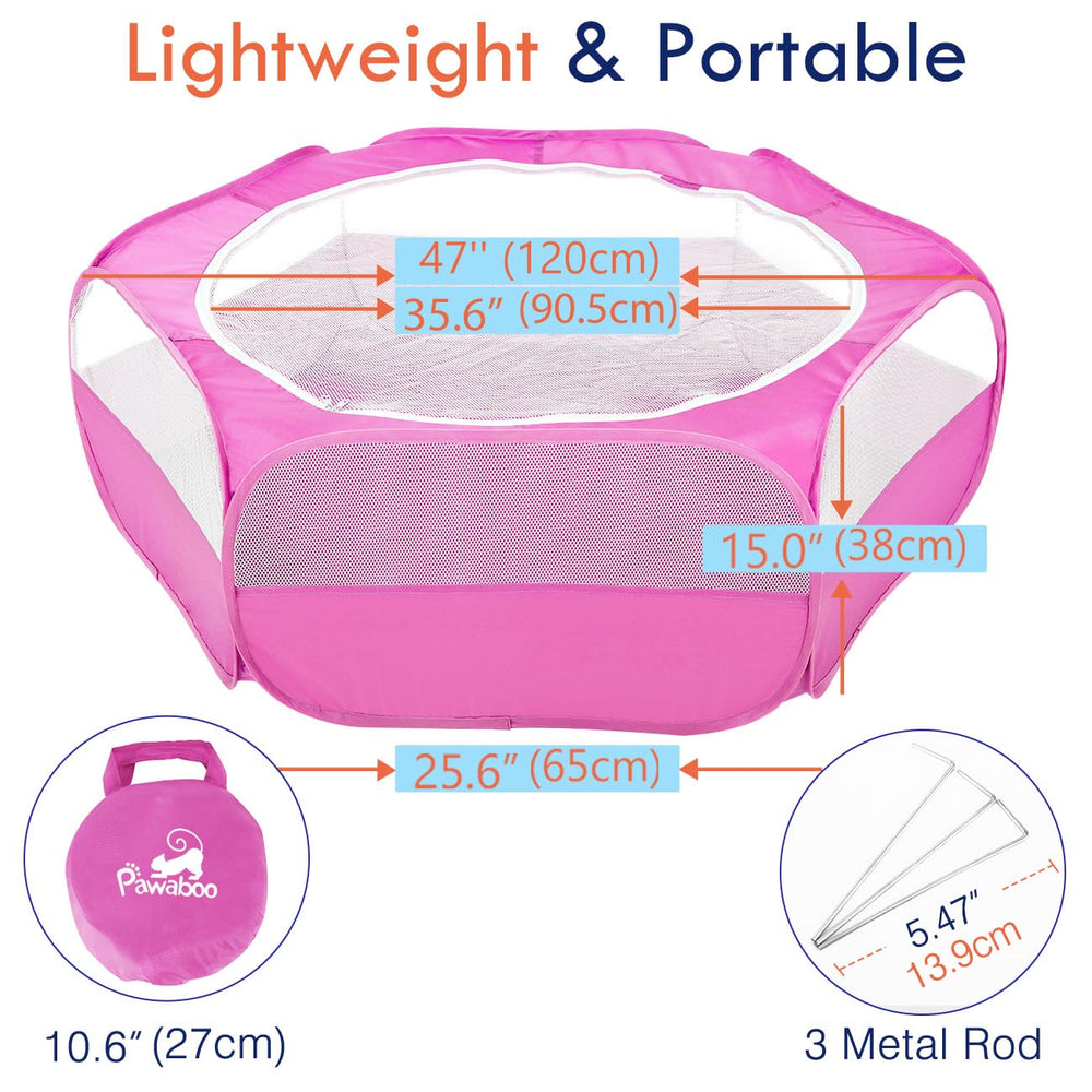 Pawaboo playpen spacious unfolded area for multiple small pets.