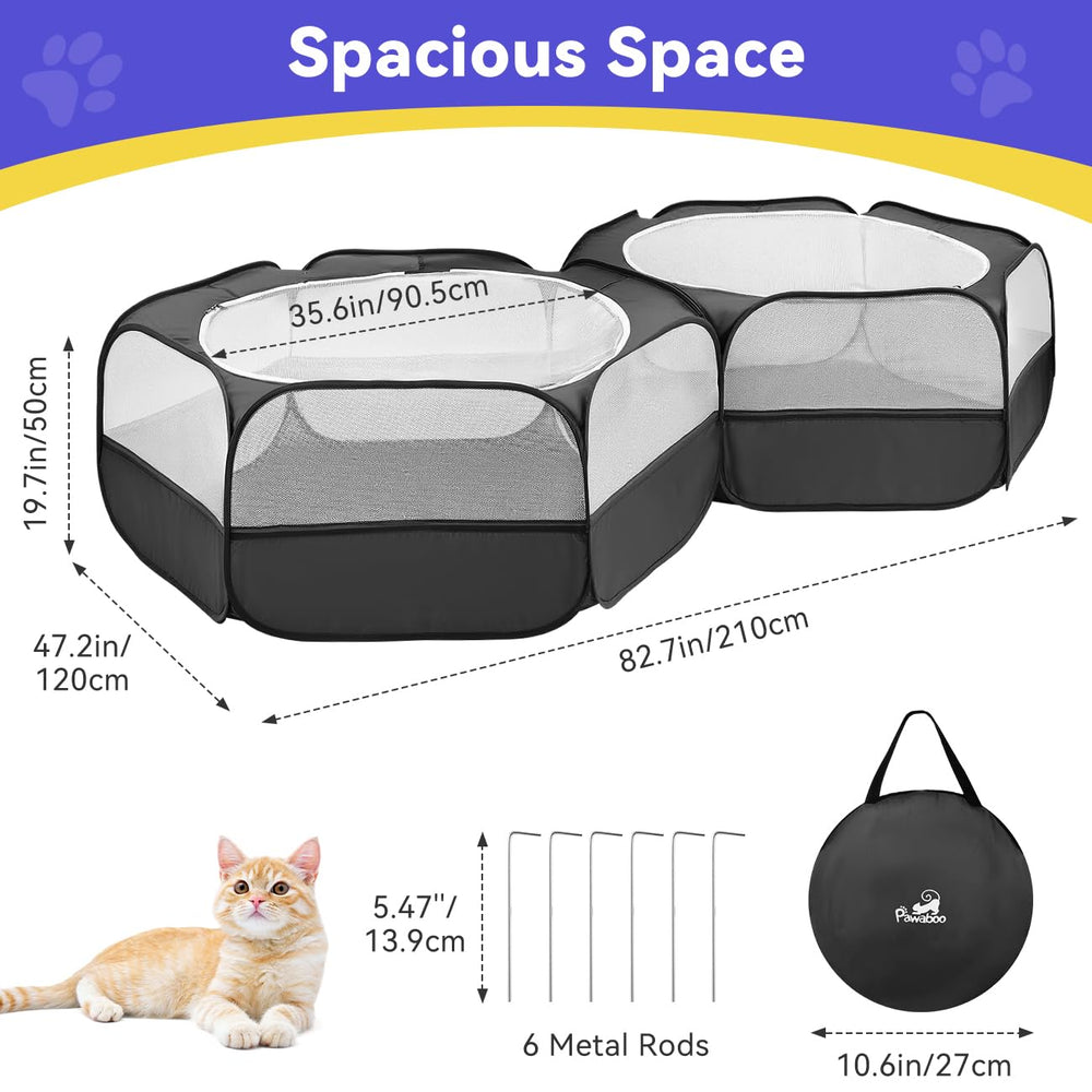 Pawaboo playpen with upgraded mesh resists chewing and improves ventilation.