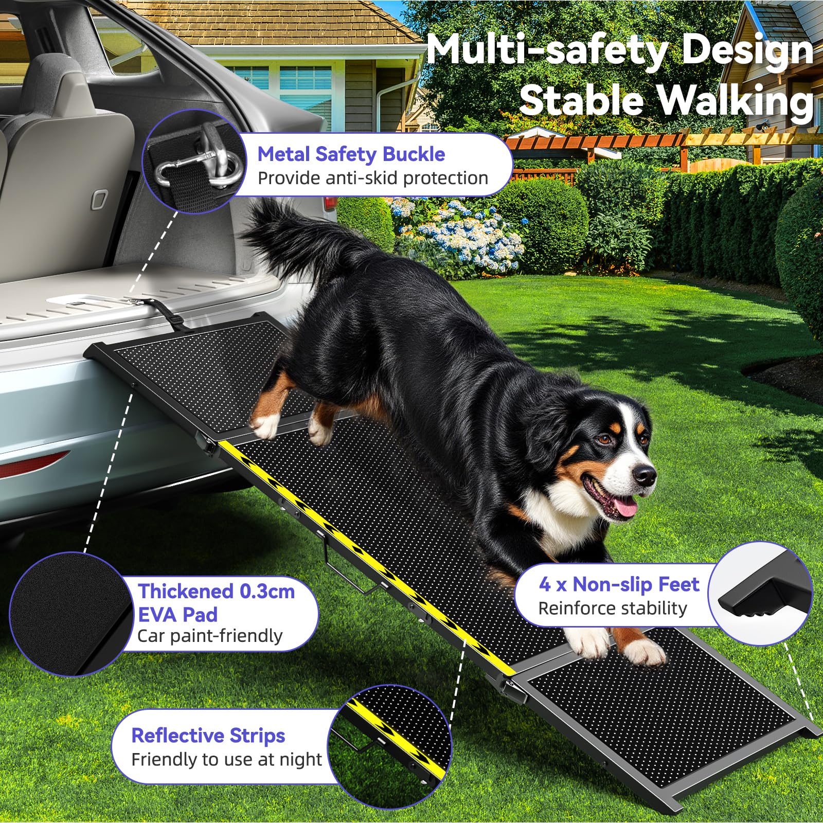 Pawaboo safety buckle and strap secure the ramp in place