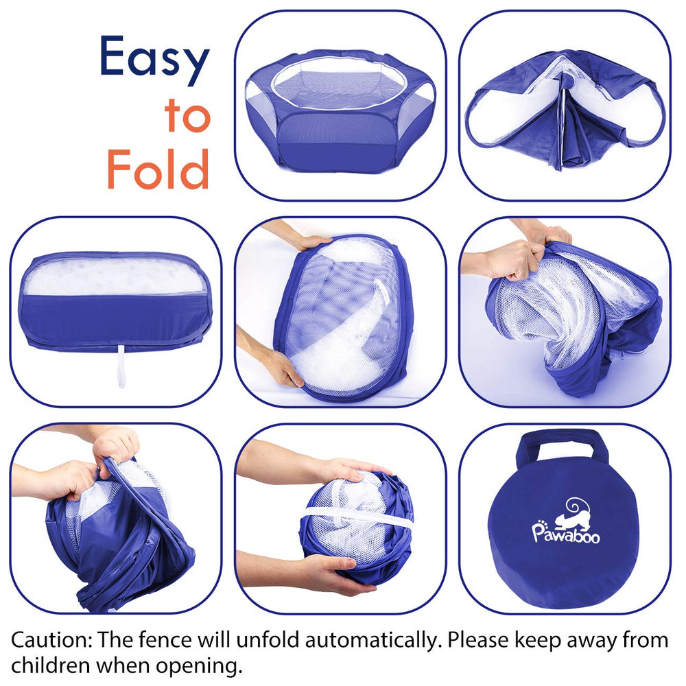 Pawaboo playpen indigo mesh top for easy cleanups and access.