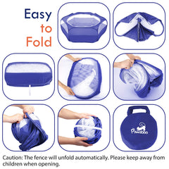 Pawaboo playpen indigo mesh top for easy cleanups and access.