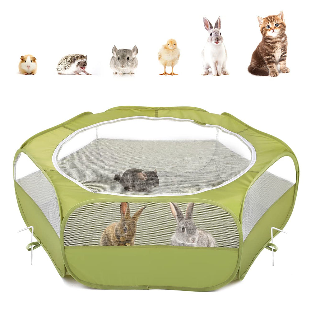Pawaboo playpen setup view with reinforced mesh for secure small pets.
