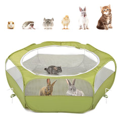 Pawaboo playpen setup view with reinforced mesh for secure small pets.
