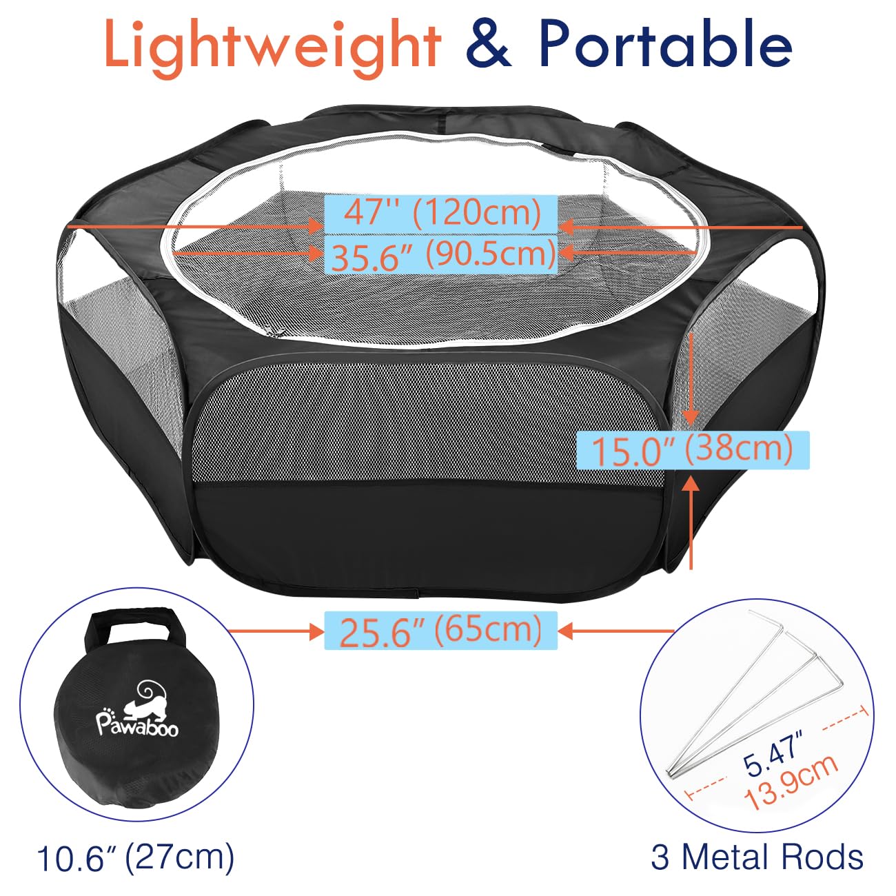 Pawaboo playpen unfolded spacious area for multiple small pets.