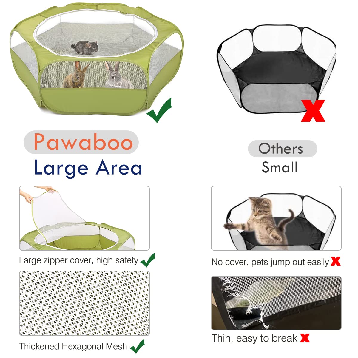Pawaboo playpen top mesh with zipper shows easy access during playtime.
