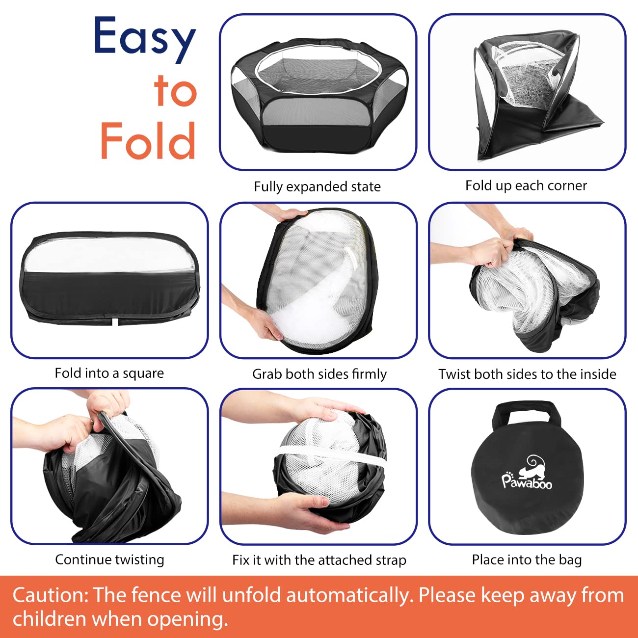 Pawaboo playpen waterproof bottom helps keep floors clean during outdoor use.