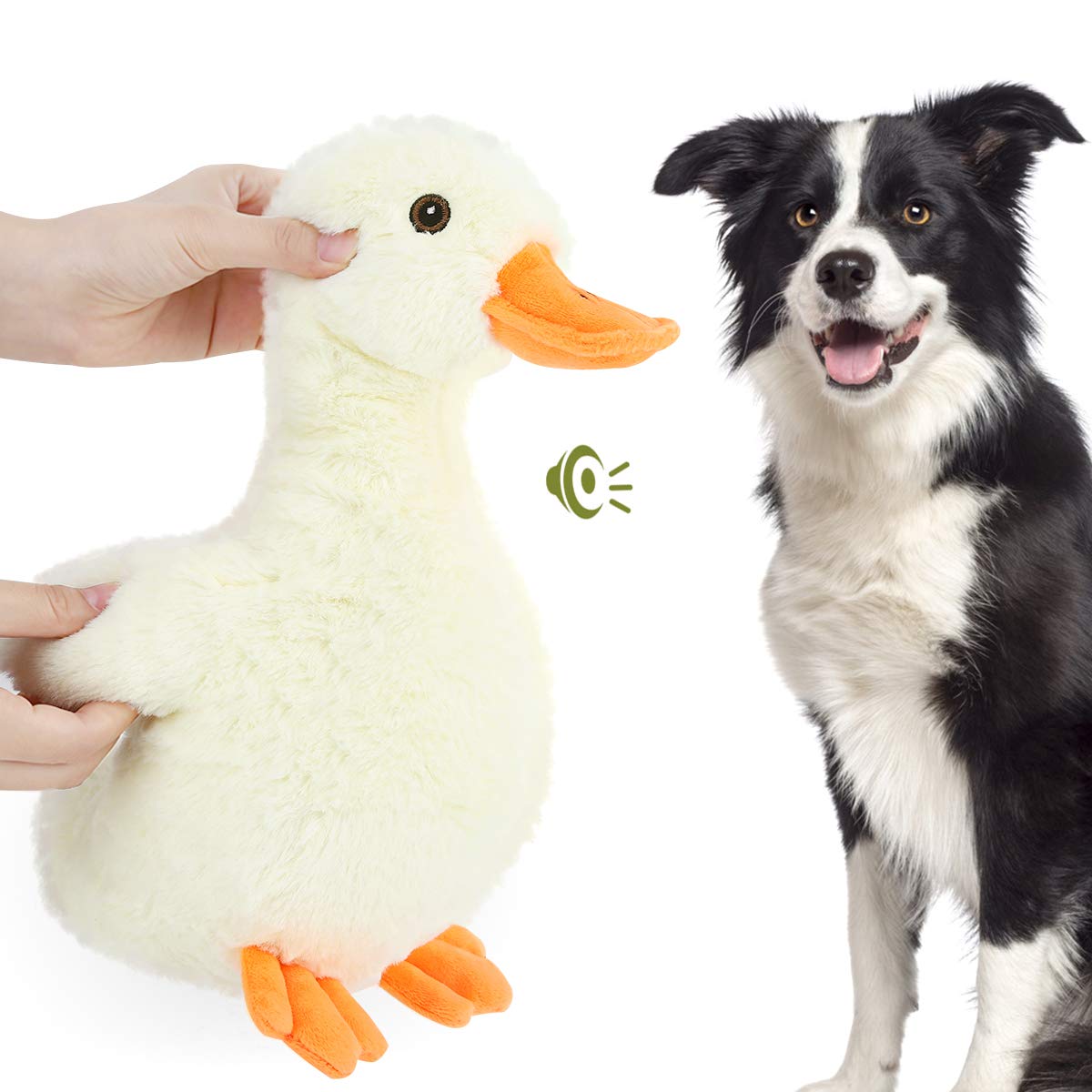 Pawaboo squeak plush duck head toy for lively play