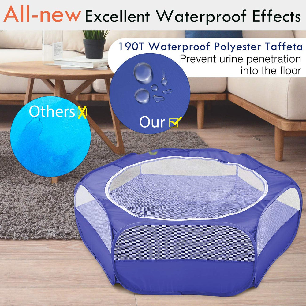 Pawaboo waterproof bottom pet playpen prevents floor staining.