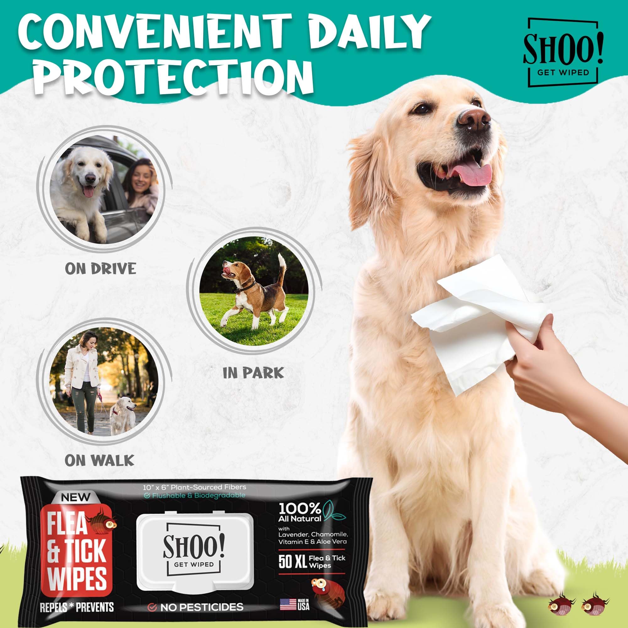 Pawadise Shoo! wipes lavender aroma provides pleasant scent while deterring pests.