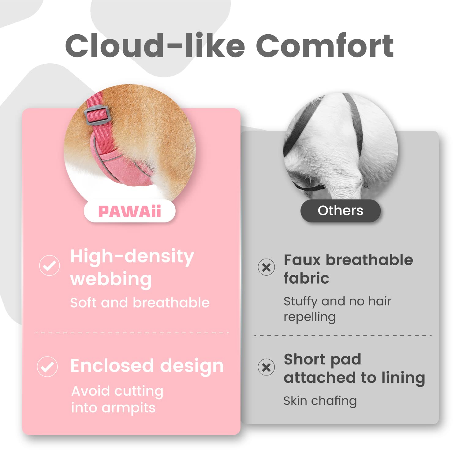 Pawaii breathable mesh with double padding keeps dogs comfortable