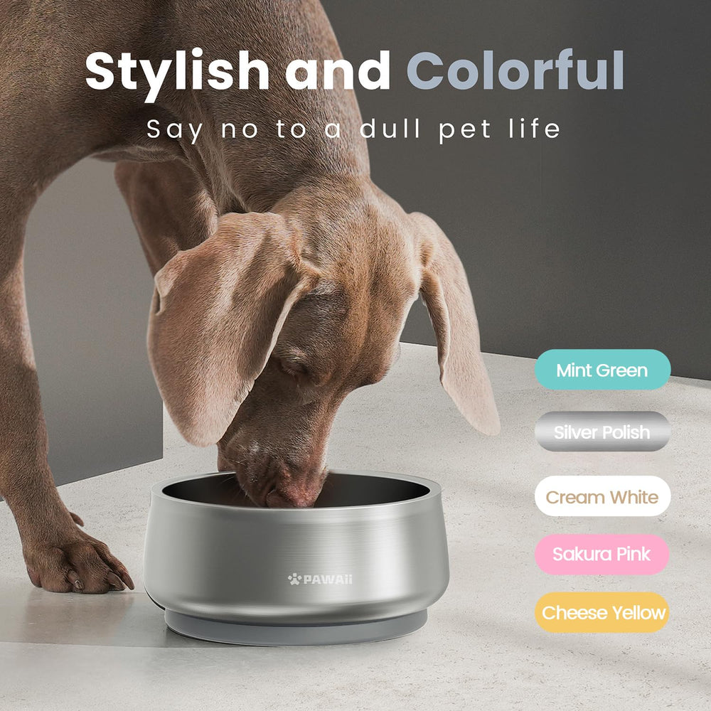 Pawaii dog bowl holds 34 oz for medium to large dogs.