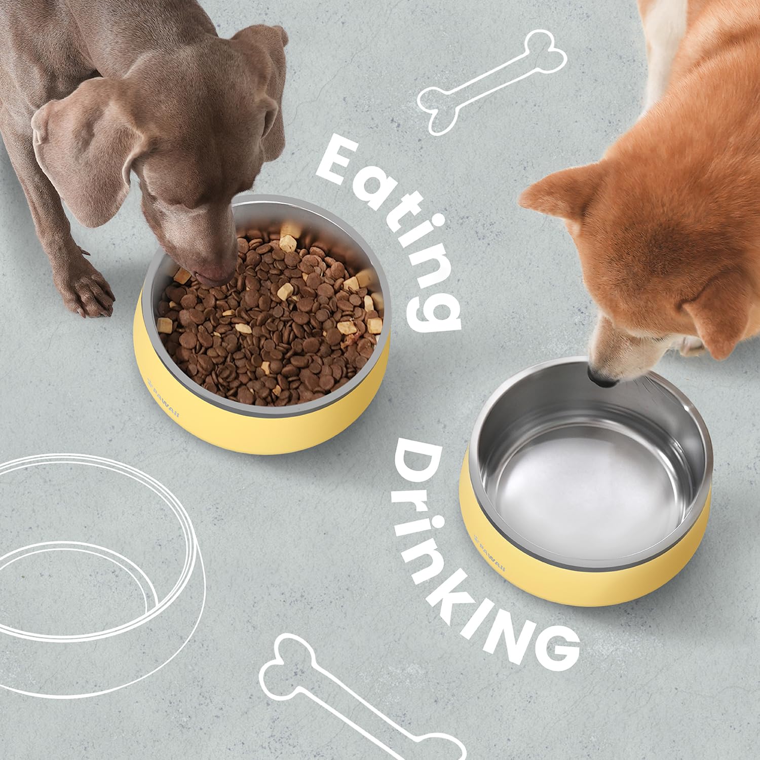 Pawaii dog bowl bite-resistant crash-proof stainless steel