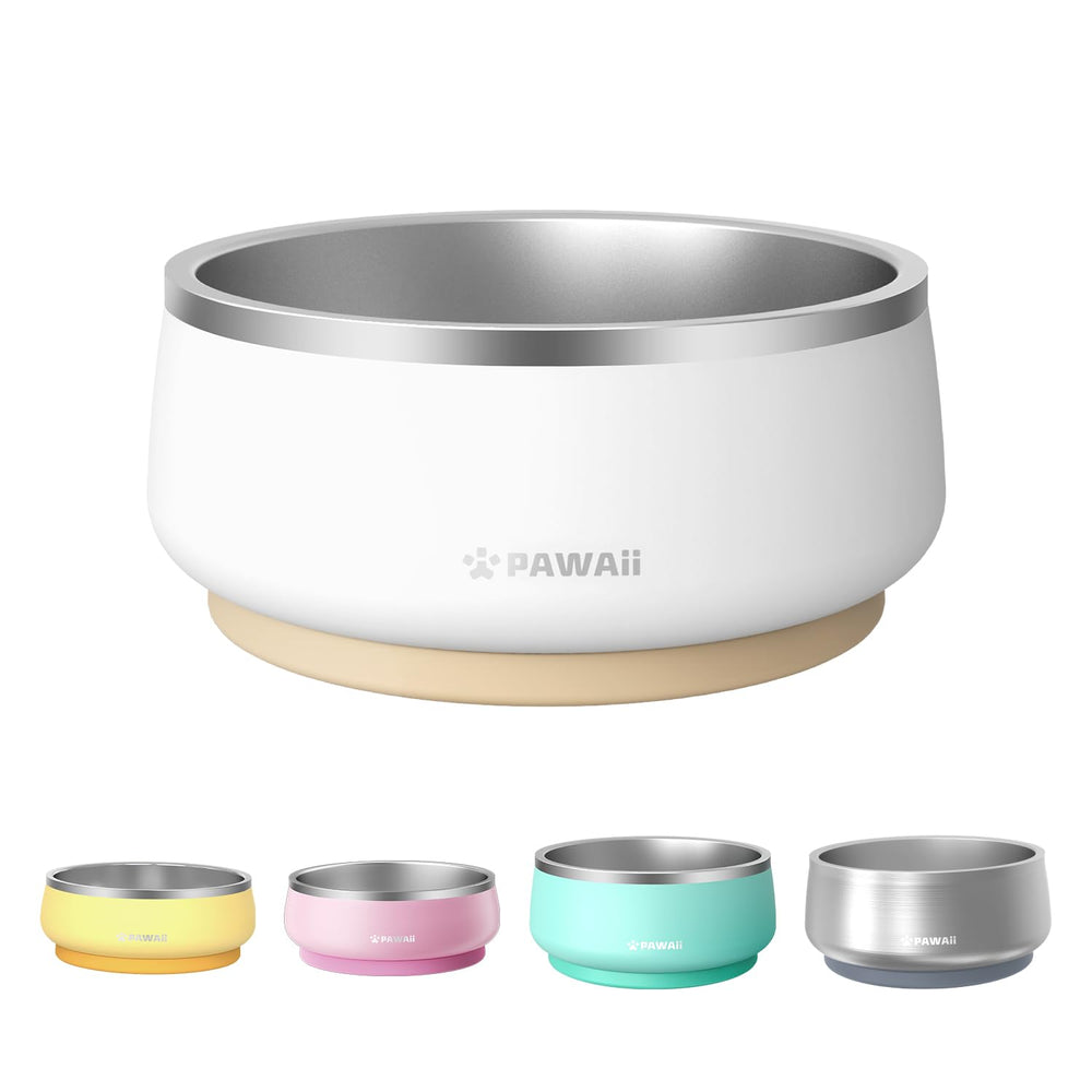 Pawaii dog bowl with double-wall stainless design for spill-resistant meals.