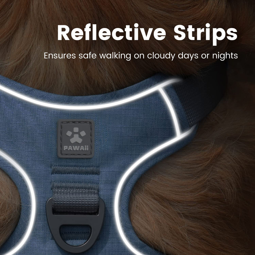 Pawaii harness features durable webbing and double buckles.