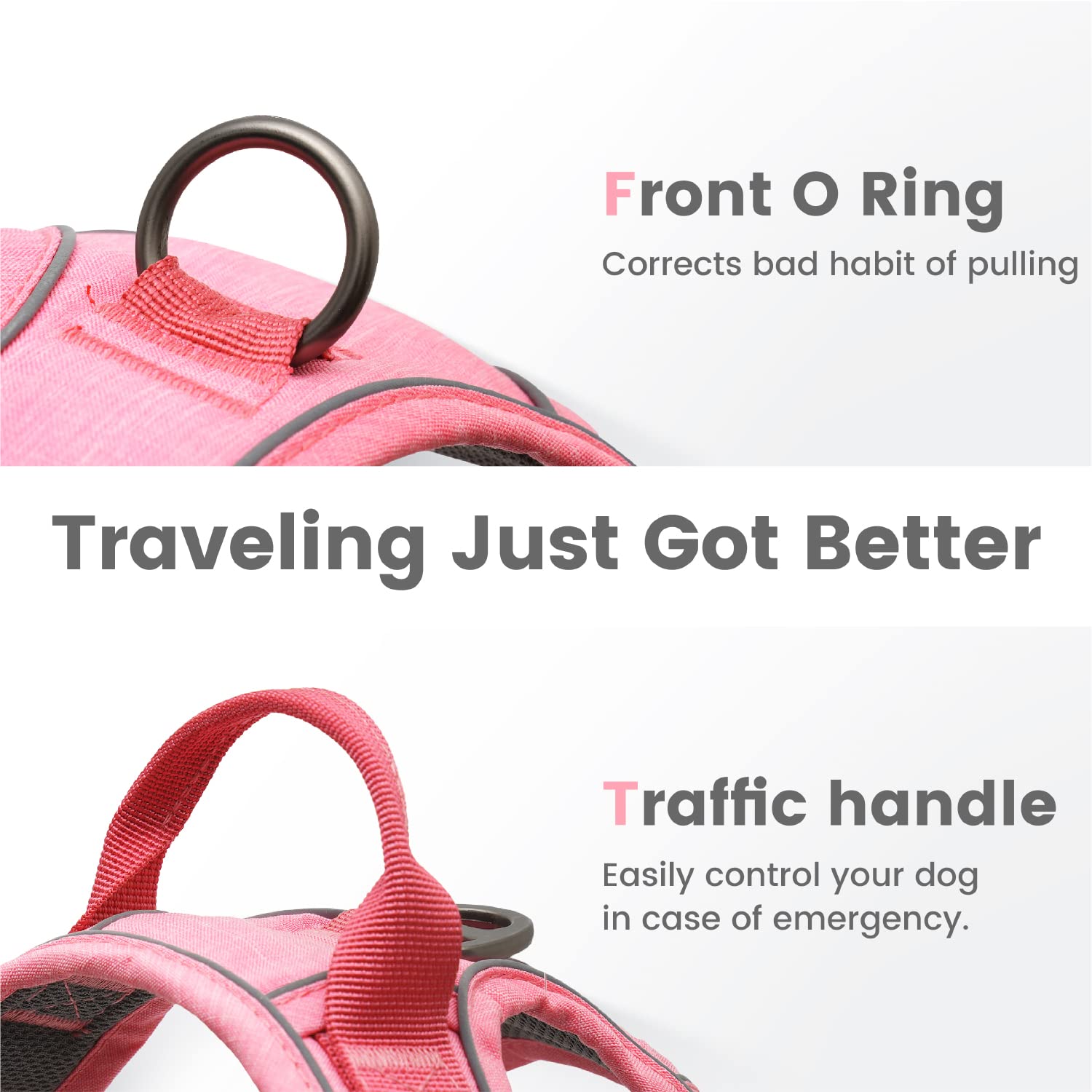 Pawaii No Pull Harness features bright reflective strips for night visibility.