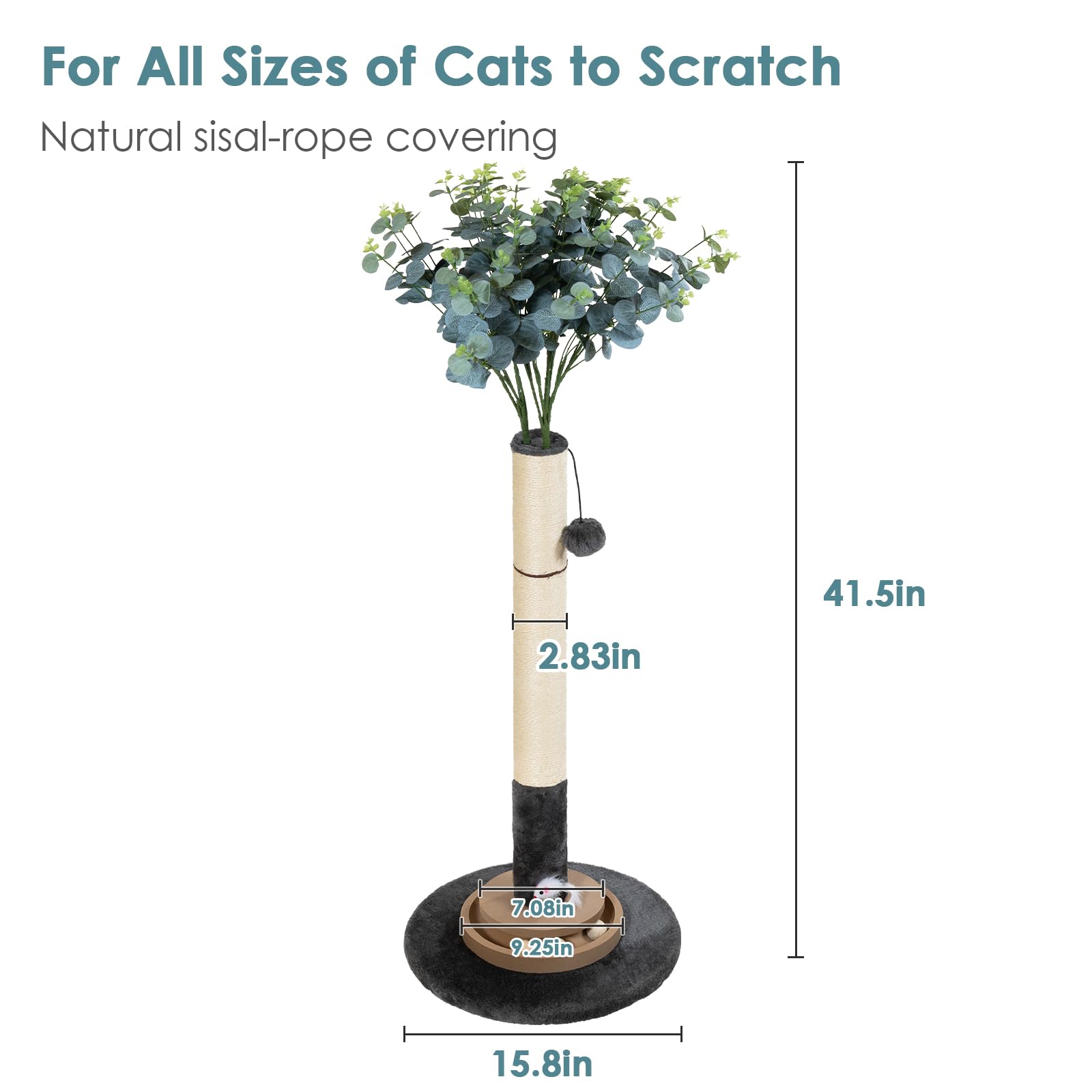 Pawalaya eucalyptus sisal rope cat tree showcasing durable scratching surface.
