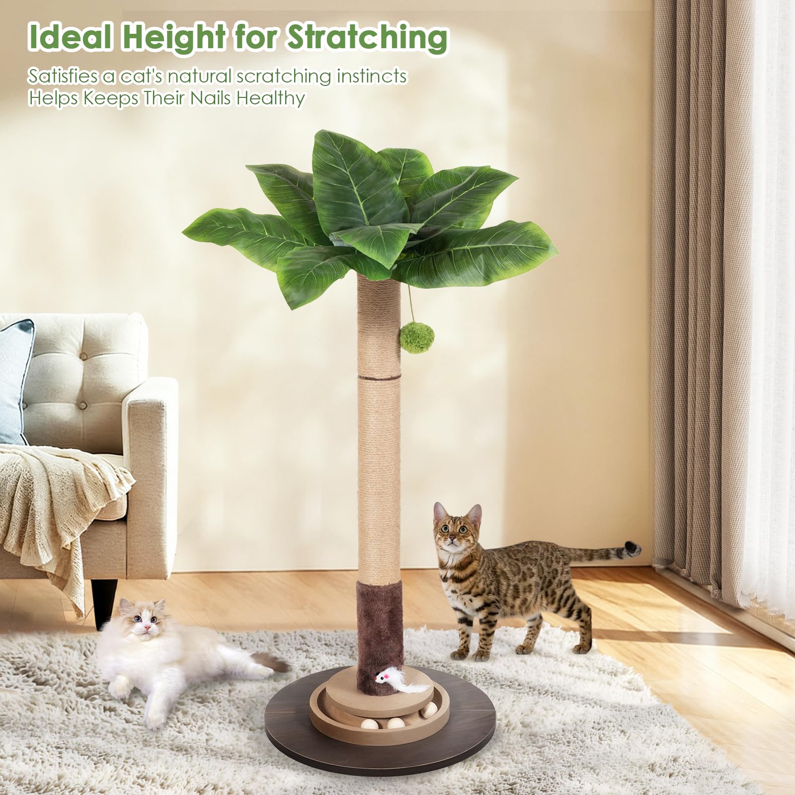 Pawalaya sturdy structure with durable sisal ropes to protect furniture.
